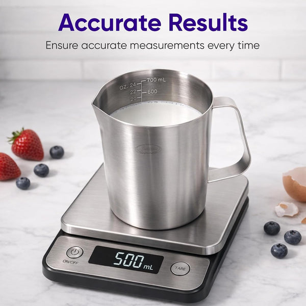 Newness Stainless Steel Measuring Cup, Metal Measuring Cup with Handle (Upgraded, 3 Marking Including Cup/Ml/Ounce Scale), 16 Ounces (0.5 Liter, 2 Cup)3
