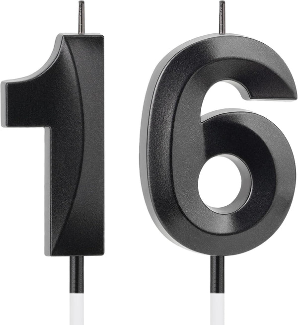 Black Number 16 Candles, Sweet 16 Decorations for Boys & Girls1