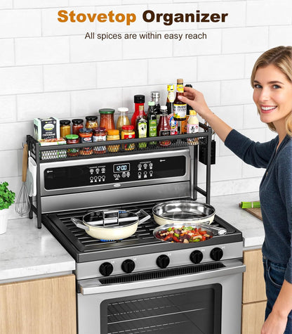 33 Inch Stove Top Shelf, 5-Level Height Adjustable, Black8
