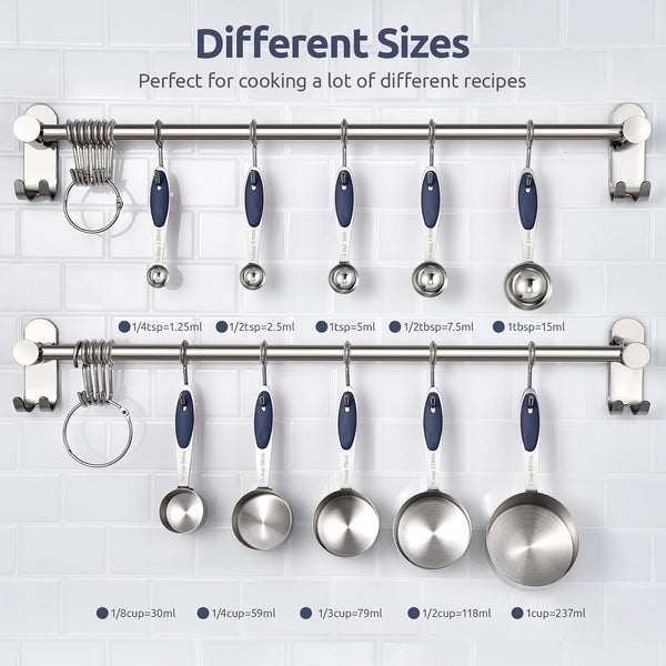 Measuring Cups Spoons Set, 18/8 Stainless Steel, 10Pc/Midnight Blue2