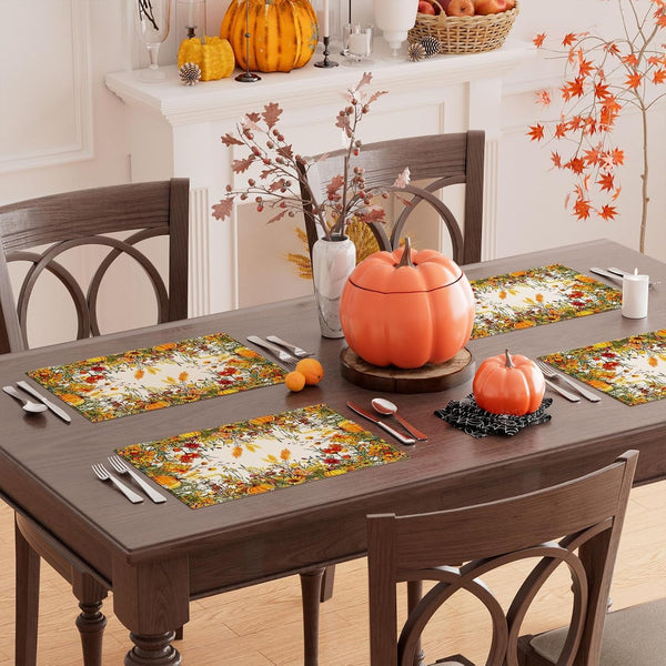 Fall Wild Flowers Placemats Set of 6 Table Decor 12X18 Inch4