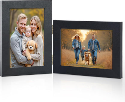 4X6 Double Hinged Picture Frame with Real Glass, PS04-BKD61