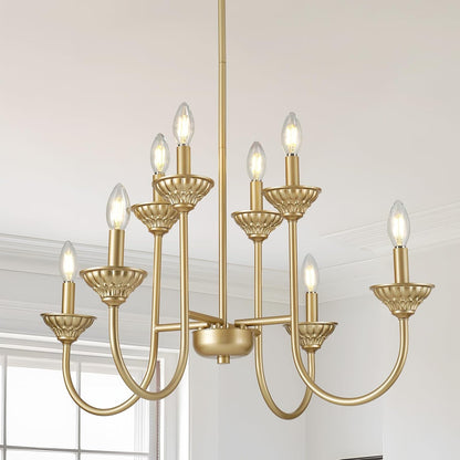 Gold French Country Chandelier for Dining Room, 8-Light, 29 Inch3