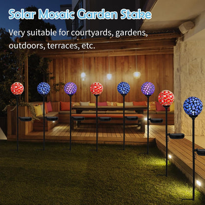 Solar Outdoor Decorative Light, Mosaic Stake for Yard Decor, 3.5"3