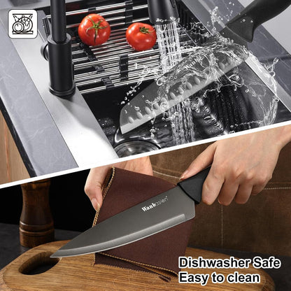 Black Stainless Steel Knife Set, Sharp Kitchen Knife Set Professional, Kitchen Knife Set Dishwasher Safe with Covers for Cooking5