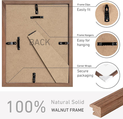 8X10 Picture Frame Natural Solid Walnut Photo Frames with 5X7 Removable Mat Wall Hanging Large Handcrafted Frame with HD Plexiglass Wall and Tabletop Display Large Poster Frame7