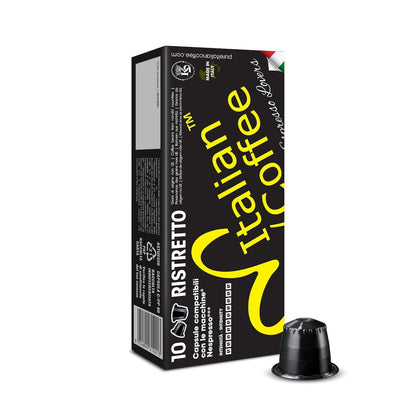 Italian Coffee Pods for Nespresso Original (Pack of 100 Regular Ristretto) | Compatible with Nespresso Original Machines, Bpa-Free Espresso Capsules, Made in Italy, Intensity 10/102