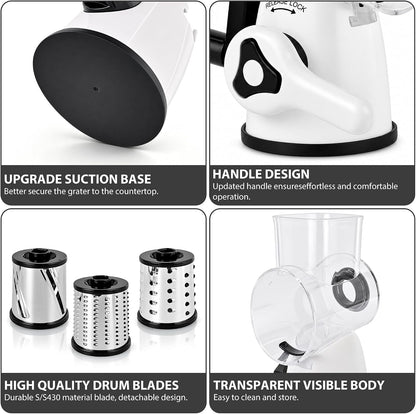 Rotary Cheese Grater, Cheese Shredder with 3 Interchangeable Blades6