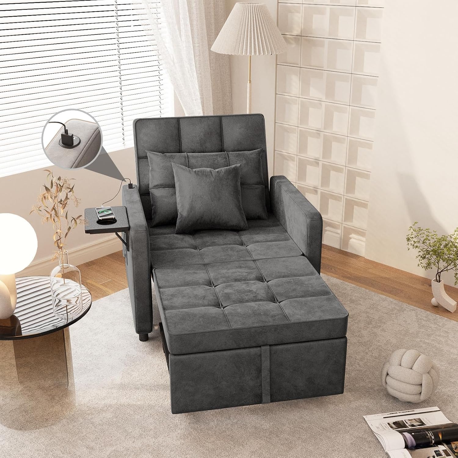 convertible-sleeper-chair-bed-3-in-1-sofa-bed-with-usb-ports-outlet-grey