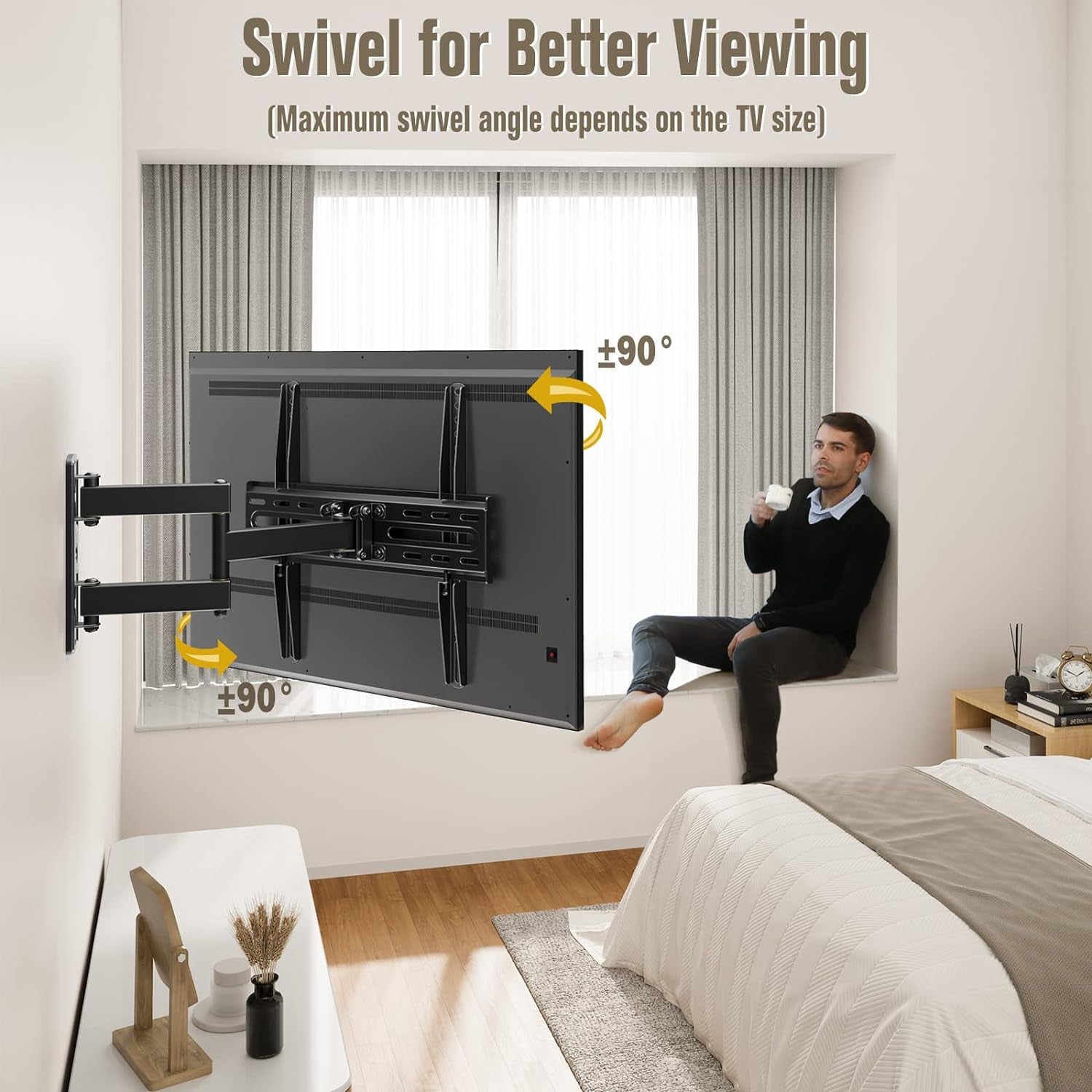 tv-wall-mount-swivel-and-tilt-for-26-55-inch-tv-up-to-60-lbs-tv-mount-perfect-center-design-full-motion-tv-mount-bracket-with-articulation-max-vesa-400x400mm-md2377