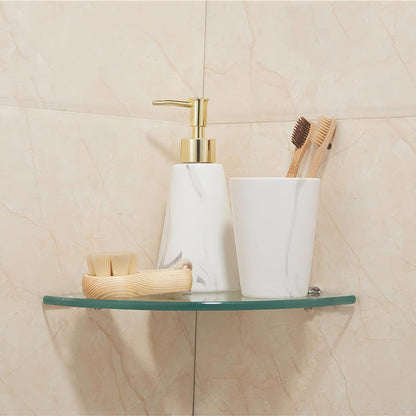 3 Pack Drill-Mounted Glass Corner Shower Shelves, 9-3/8 Inch7
