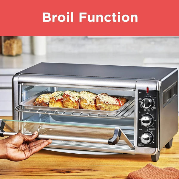 BLACK+DECKER TO3250XSBD 8-Slice Extra Wide Convection Countertop Toaster Oven, Includes Bake Pan, Broil Rack & Toasting Rack, Stainless Steel/Black6