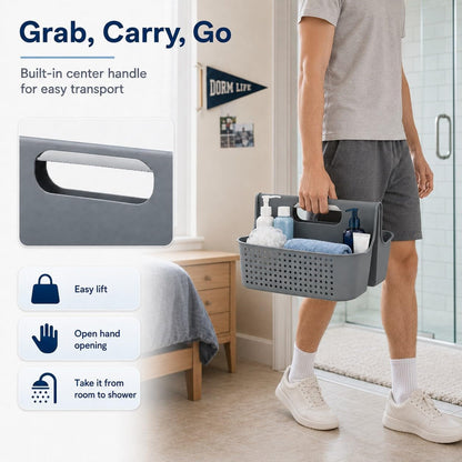 Gray Portable Shower Caddy, 2-Compartment Storage Organizer7