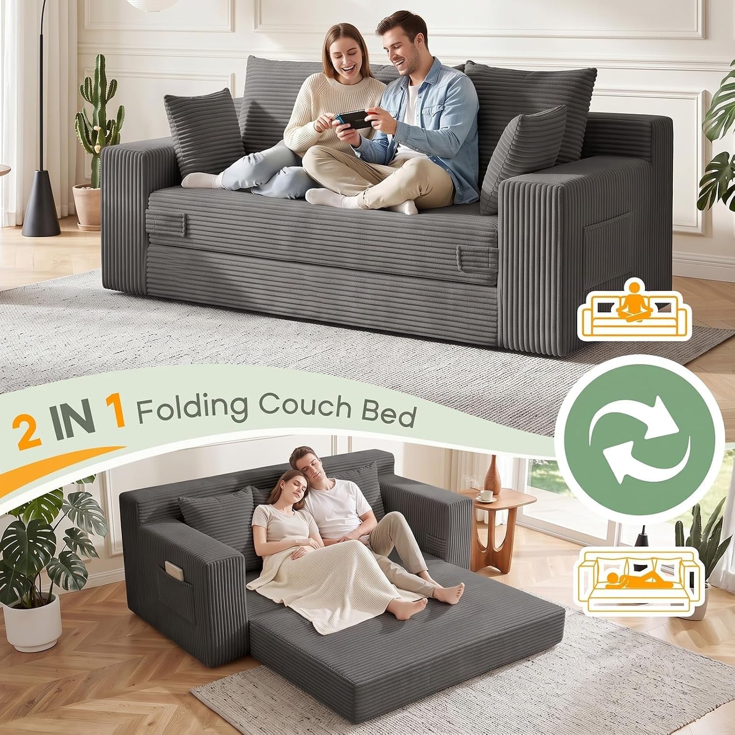boneless-couch-for-living-room-3-seater-convertible-sofa-bed-in-a-box-folding-pull-out-couch-with-comfy-corduroy-loveseat-sleeper-floor-sofa-with-5-pillows-no-assembly-required-grey