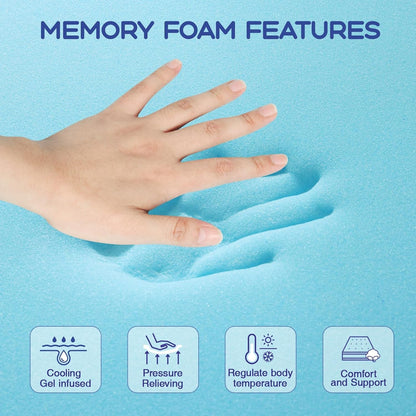 Twin XL Mattress Topper 3 Inch Cooling Gel Memory Foam, Certipur-Us Certified Topper & Pad for Back Pain Relief, Soft Breathable Bedding with Pressure Relief (Blue)3