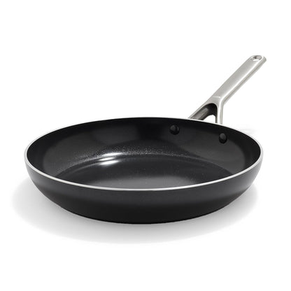 OXO 12" Nonstick Frying Pan Skillet, Ceramic Pfas-Free Nontoxic Pan, Induction Suitable, Dishwasher Safe, Oven Safe to 600°F, Kitchen Cooking Pot, Stainless Handle, Egg Pan, Black1