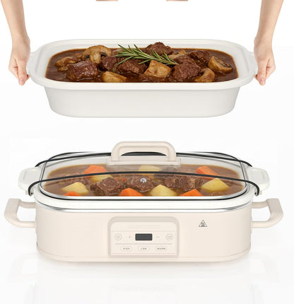 4 Quart Casserole Programmable Slow Cooker with Ceramic Baking Dish - Perfect Kitchen Small Appliance for Family Dinners, Oven Safe and Durable Bakeware for Lasagna, Roasts, Oatmeal1
