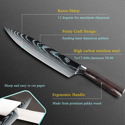 Chef Knife Set, Kitchen Chef'S Knives Set with Ergonomic Pakkawood Handle, German High Carbon Stainless Steel Sharp Japanese Cooking Knives Set, 5 PCS Professional Knife Set with Gift Box3