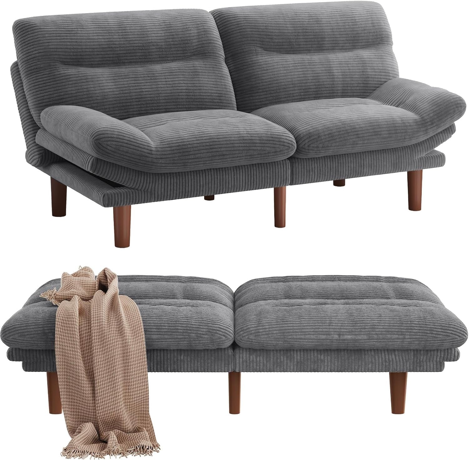 convertible-futon-sofa-bed-corduroy-75-inch-grey
