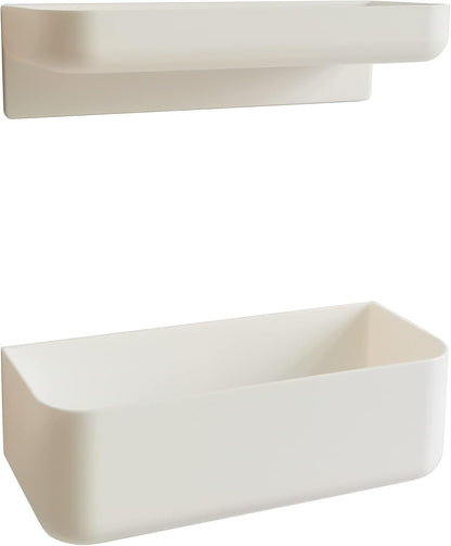2 Styles Adhesive Plastic Floating Shelves Stick on Wall Mounted Shower Organizer Caddy for Bathroom Kitchen Cabinet Extra Storage(Short+Tall)1