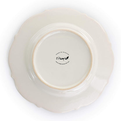 round Decorated Stoneware Scallop Embossed Dinnerware Dish Set, 16 Piece, Luna4