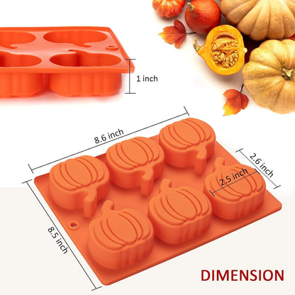 Silicone Pumpkin Molds, 2 Pack Pumpkin-Shaped Cake Molds Thanksgiving Cookie Molds Muffin Cupcake Pan Hot Chocolate Bomb Mold for Halloween Thanksgiving Fall Baking and Wax Melts Soap Making4