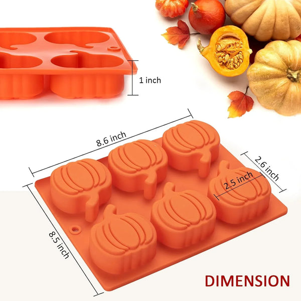 Silicone Pumpkin Molds, 2 Pack Pumpkin-Shaped Cake Molds Thanksgiving Cookie Molds Muffin Cupcake Pan Hot Chocolate Bomb Mold for Halloween Thanksgiving Fall Baking and Wax Melts Soap Making4
