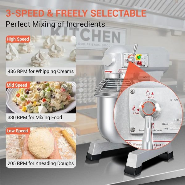 15Qt Commercial Mixer, Commercial Food Mixer 3 Adjustable Speeds with Timing Function, Heavy Duty Stand Mixer with Stainless Steel Bowl for Bakery Pizzeria Bread Dough (Upgraded)3