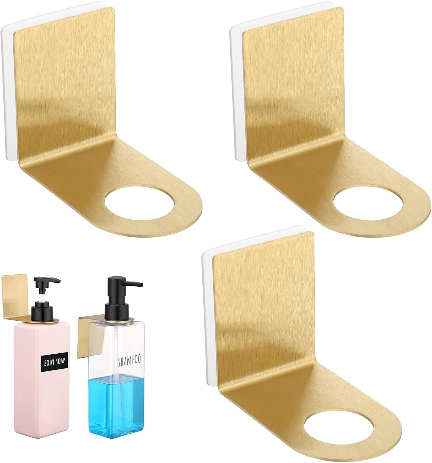 non-drilling-adhesive-bottle-holder-3pcs-bathroom-bottle-dispenser-holder-dia-1-1-2-8cm-lotion-bottle-wall-mount-rustproof-shampoo-bottle-holder-wall-hanging-rack-for-kitchen-toilet-gold