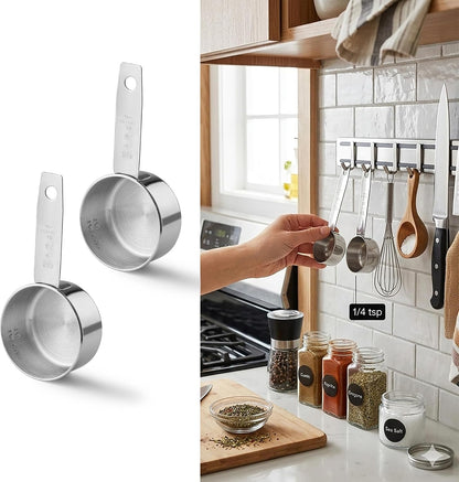 1/4 Cup Scoop, Stainless Steel Measuring Cup Set of 2, Quarter Cup Metal Measuring Scoops for Dog Cat Pet Food, Coffee, Baking7
