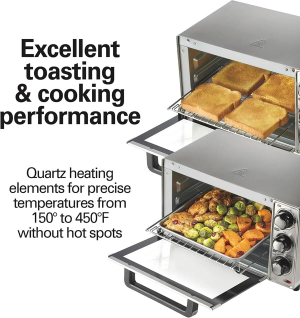 Countertop Toaster Oven & Pizza Maker Large 4-Slice Capacity, Stainless Steel (31401) | Bake, Broil, Toast | 30 Minute Timer | Automatic Shut off | 150 to 450ºf Adjustable Temp | Stainless Steel | 31401J2