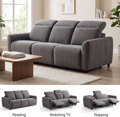 95" Power Recliner Sofa, Zero Gravity Reclining Sofa with Charging Ports, Adjustable Headrest, 3-Seater Modern Zero Wall Hugger Reclining Couches for Living Room, Pet-Friendly Fabric, Gray4