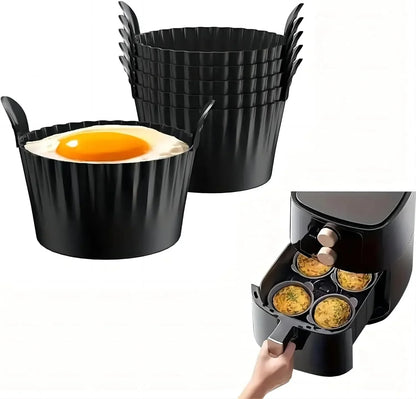 3Pcs Silicone Air Fryer Cups – Reusable Non-Stick Baking Liners Good for Muffins, Eggs, Cupcakes, Black2