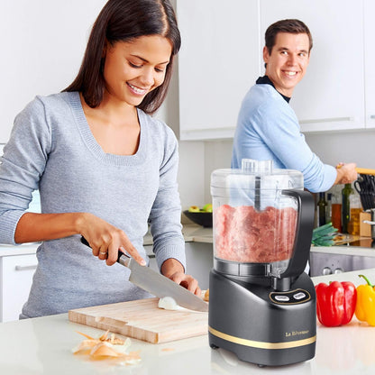 2 Cup Mini Food Processor, Electric Chopper Small, Metallic Grey | for Mincing, Chopping, Grinding, Blending, Puree, 2 Pulse Speeds, Dishwasher Safe, (1) Spatula Included, 200 Watts, LARB1814B6