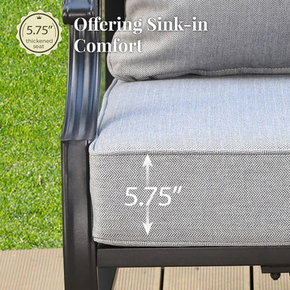 6-Piece Metal Patio Conversation Set, Fire Pit Table, 2 Ottomans2