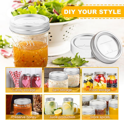 Canning Jar Lids with Rings for Mason Regular Mouth 24Pcs Regular Mouth Kerr Ball Jars Lids with Rings Good Sealing Performance Food Grade Material Kerr Mason Jars for Canning Food Fruits DIY Jam5
