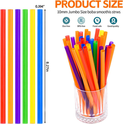100PCS Jumbo Smoothie Straws | (0.4" Diameter X8.3"Long) Colorful Disposable Plastic Large Wide-Mouthed Straw2