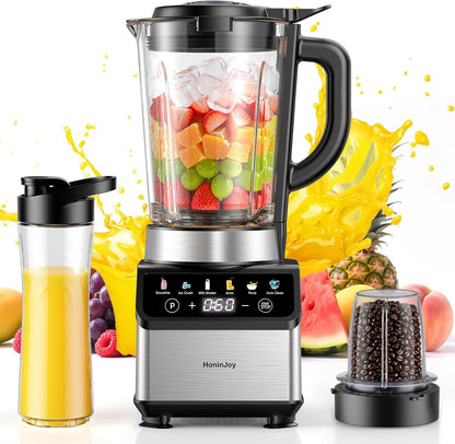 Blenders for Kitchen, Countertop Smoothie Blender with 51Oz Glass Pitcher, Grinder & To-Go Cup Combo, 10 Speeds Digital Touchscreen Blender for Smoothies, Shake, Crush Ice, Dishwasher Safe1