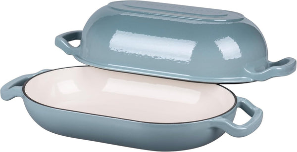 Enameled Cast Iron Sourdough Bread Oven, Dutch Oven, Loaf Cast Iron Bread Pan for Homemade Bread Baking, Meatloaf Pan with Lid, 5QT, Sea Salt5