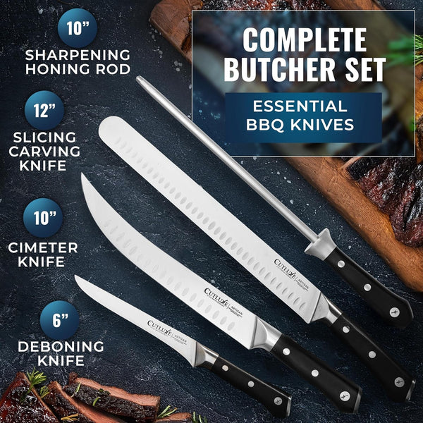 Butcher Knife Set, Brisket, Breaking & Boning Knife with Honing Rod3