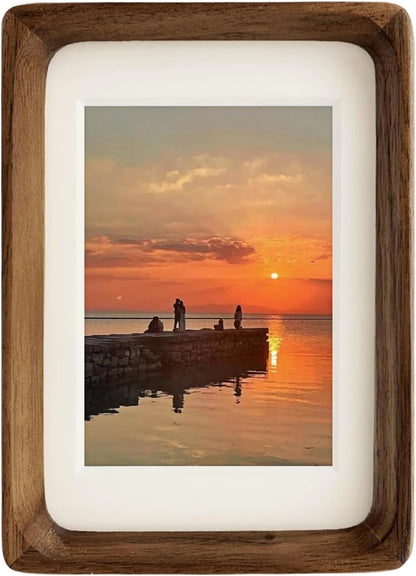 Natural Walnut 5X7 Picture Frame Wood with Mat for 4X6 Photos1