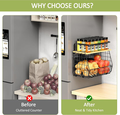 2 Pack Magnetic Shelf for Fridge, Fruit Potato Onion Storage Bins6