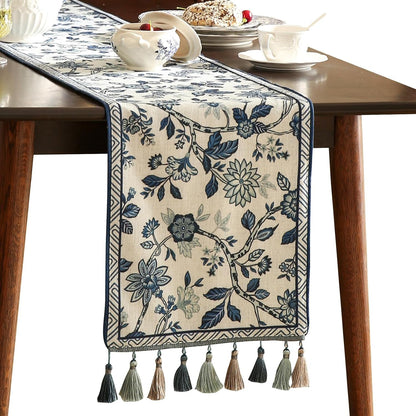 Designer French Linen Small Table Runner,63"X12"-Suqing A1