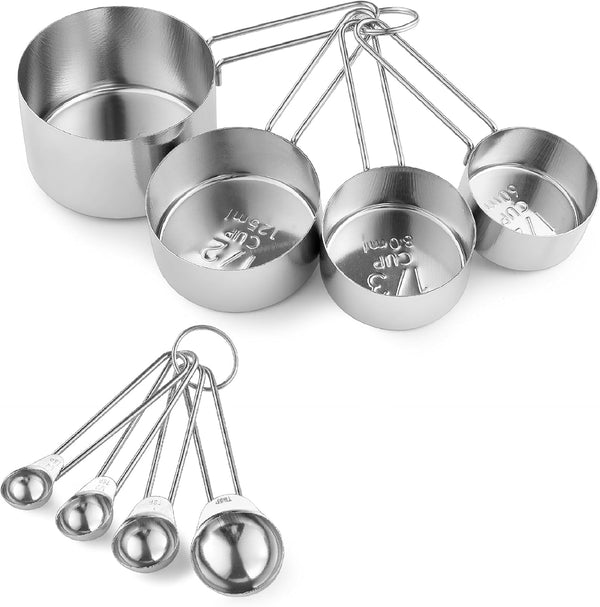 8PCS Measuring Cups, OHOLA Stainless Steel Measuring Cups and Spoons Set, Great for Cooking and Baking1