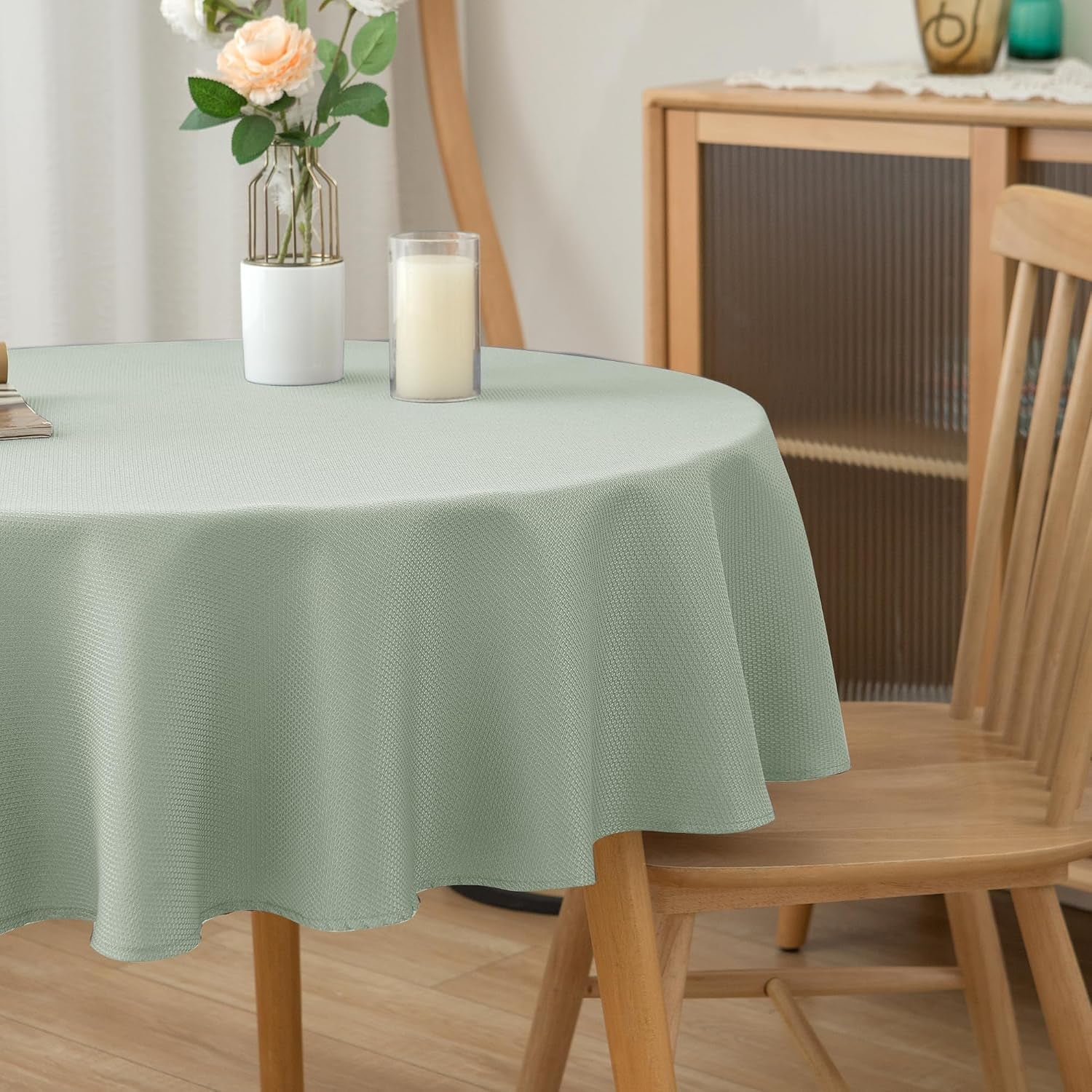 round-tablecloth-60-inch-sage-outdoor-fabric-table-cover-small-circle-folding-table-cloths-linen-water-resistant-washable-for-kitchen-dining-picnic-patio-outdoor-party-restaurant-tables