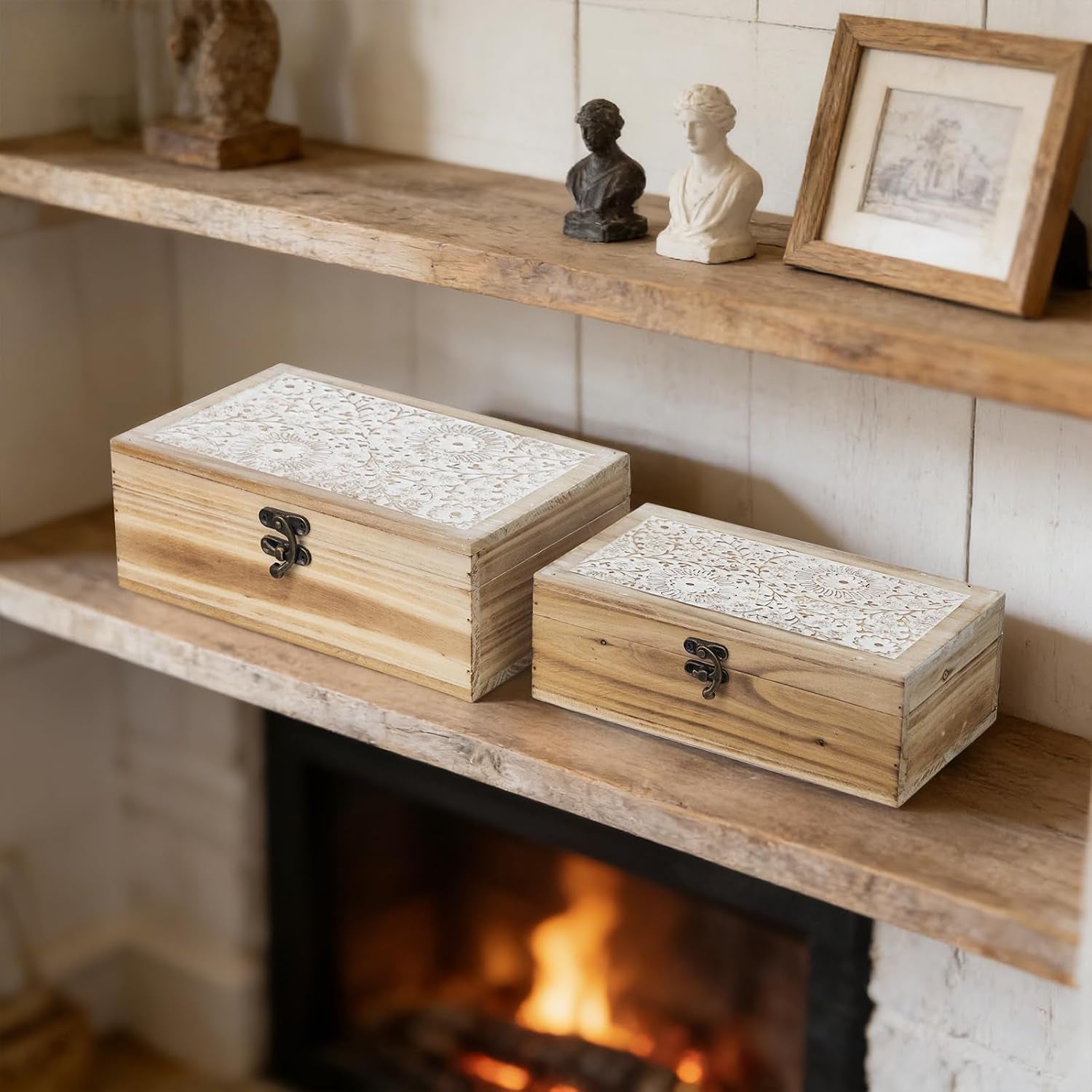 rustic-farmhouse-wood-decorative-boxes-set-of-2-keepsake-box-wooden-box-with-hinged-lid-and-floral-carved-design-decorative-boxes-for-home-decor-brown
