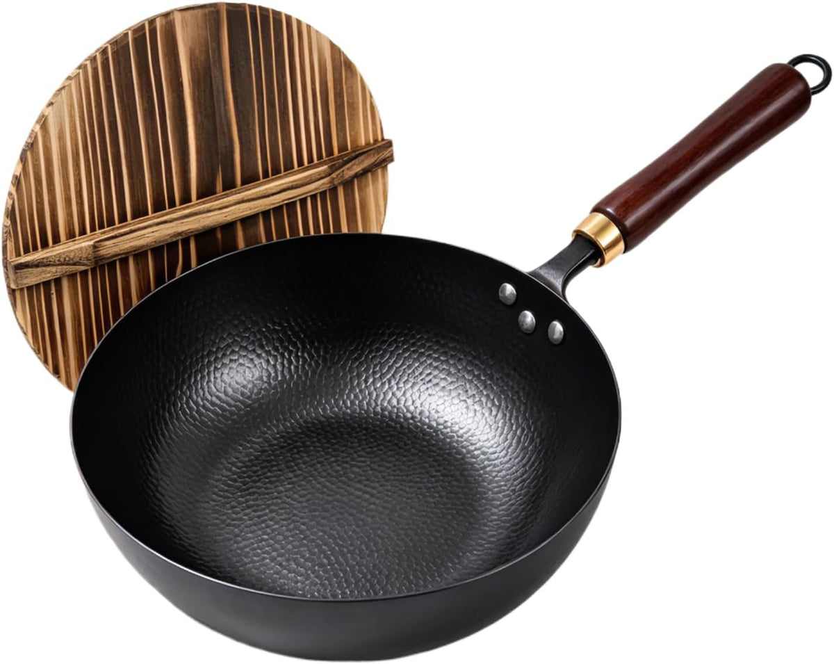 10-carbon-steel-wok-hand-hammered-texture-pre-seasoned-deep-sides-provide-room-for-stir-frying-simmering-braising-and-deep-frying-flat-bottom-stays-stable-on-all-cooktops