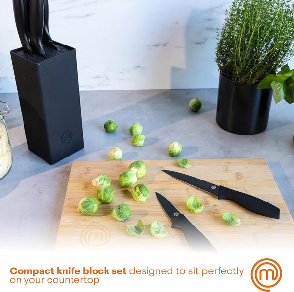 Masterchef Knife Set with Block, 7Pc Kitchen Knives Set with Holder, Black3