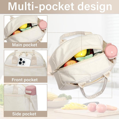 Lunch Box for Women, Insulated Lunch Bag Cute Corduroy Lunchbox5