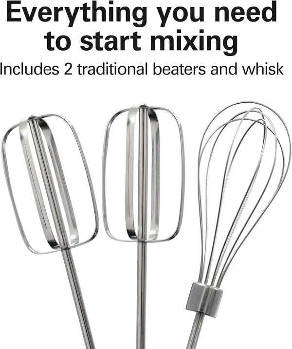 6-Speed Electric Hand Mixer with Quickburst and Bowl Rest | Powerful 250 Watt Motor | Traditional Beaters | Snap-On Storage Case | White | 62682G4